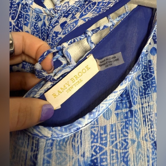 Ramy Brook Jordana Silk Blue and White Mini Dress XS - Picture 6 of 12